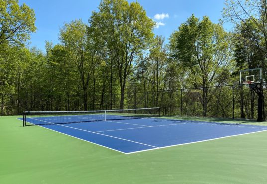 Tennis Court (USTA grade) with Basketball Hoop